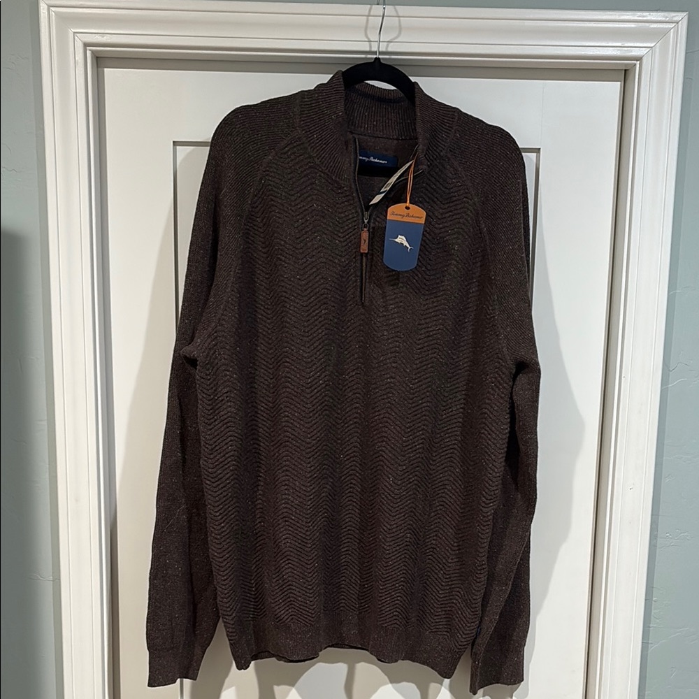 Tommy Bahama Dark Brown Zip-Up Sweater
